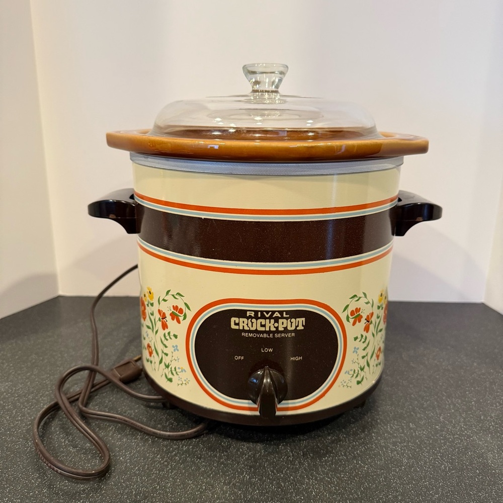 Vintage Rival Crock-Pot 3.5 Qt Floral Slow Cooker